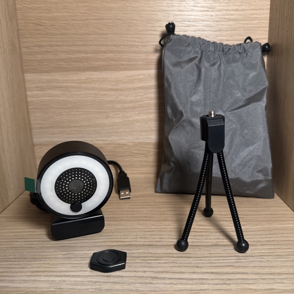 Streaming Webcam with Light, 2K HD Webcam with Microphone for Laptop Desktop Adv