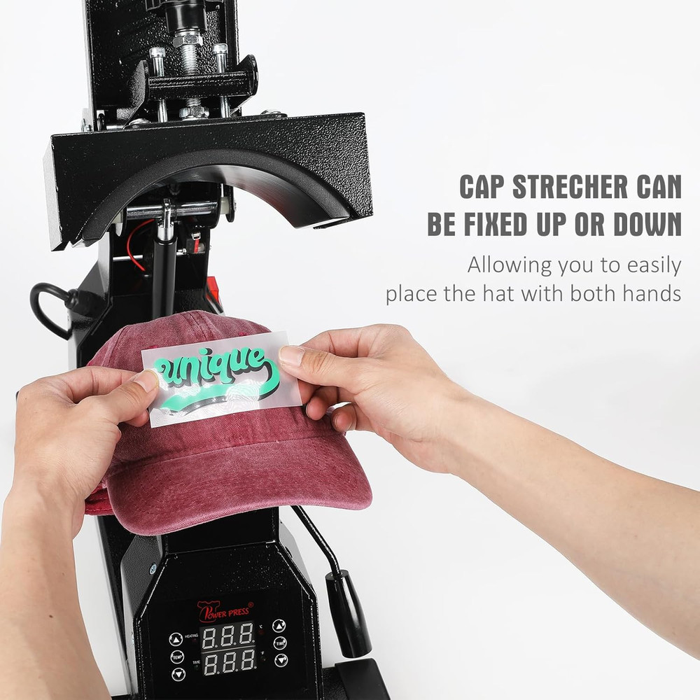Black Hat Heat Press Machine with 2 Interchangeable Platens for Caps