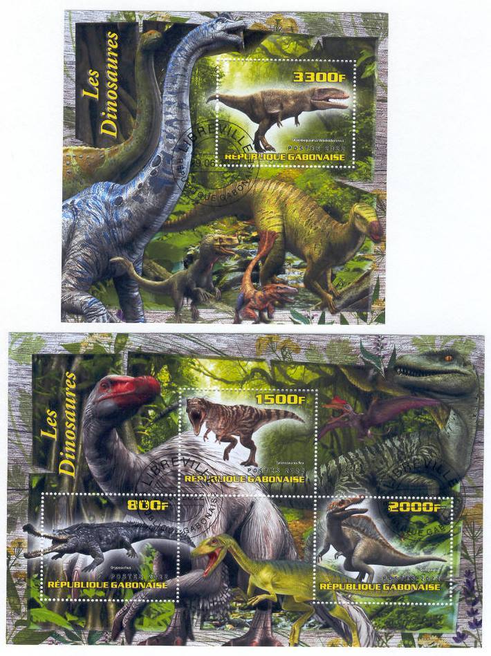 Lollini B07 Gabon 2022 Prehistoric Animals Dinosaurs 2 Sheets