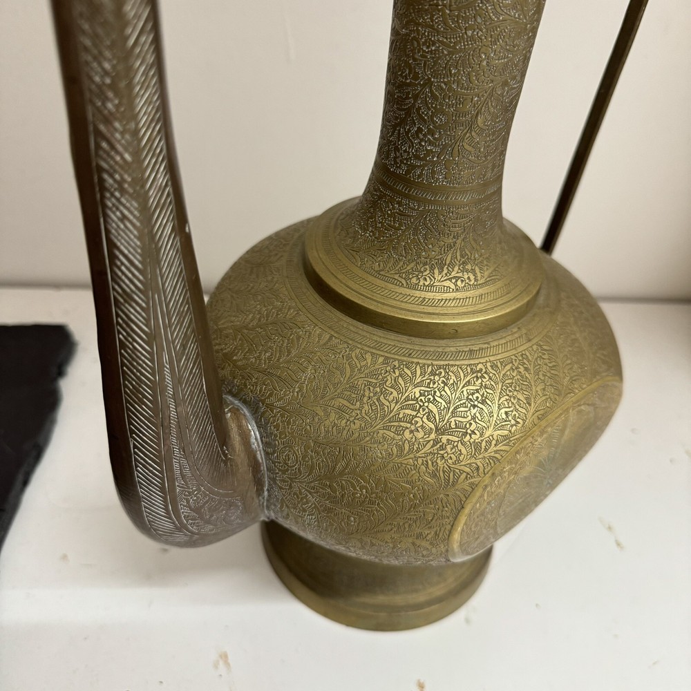 Antique Huge Solid Brass Ewer Pitcher 24”