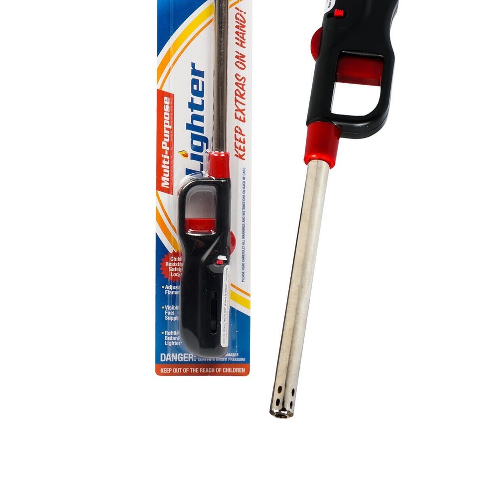 Refillable Butane Lighter Long Utility Multi Purpose Visible Fuel Supply 3 Packs
