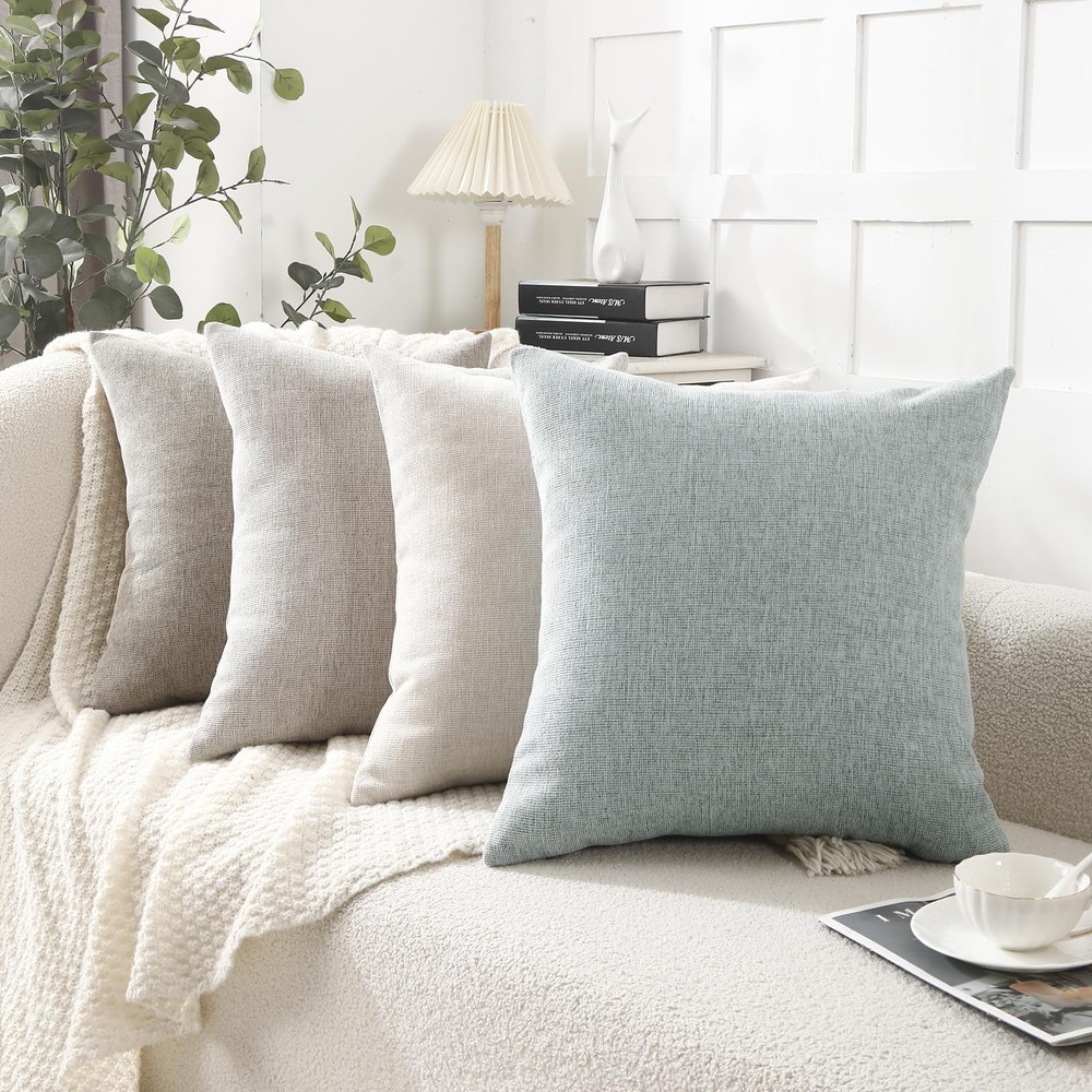 Jepeak Decorative Throw Pillow Covers Pack of 2 Chenille Cozy Modern Concise ...