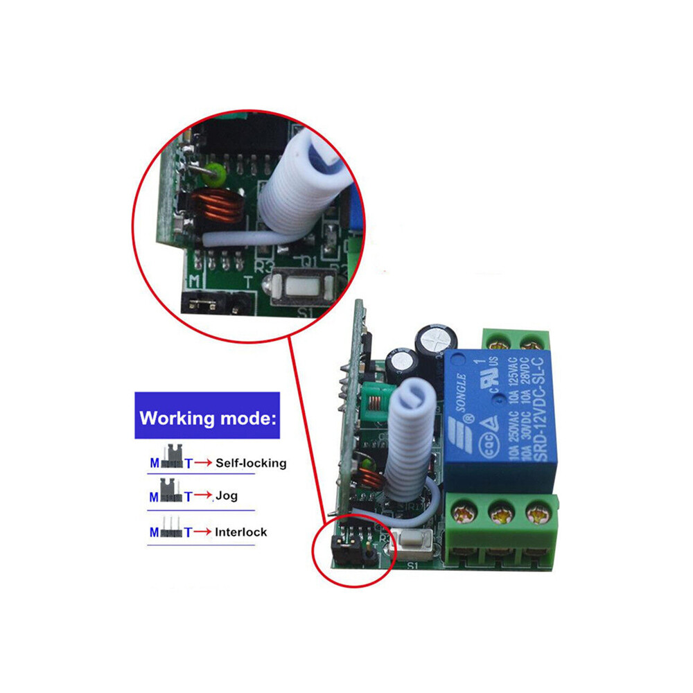 Wireless Remote Control Switch System 12V 1CH Transmitter&Receiver Access 315MHz