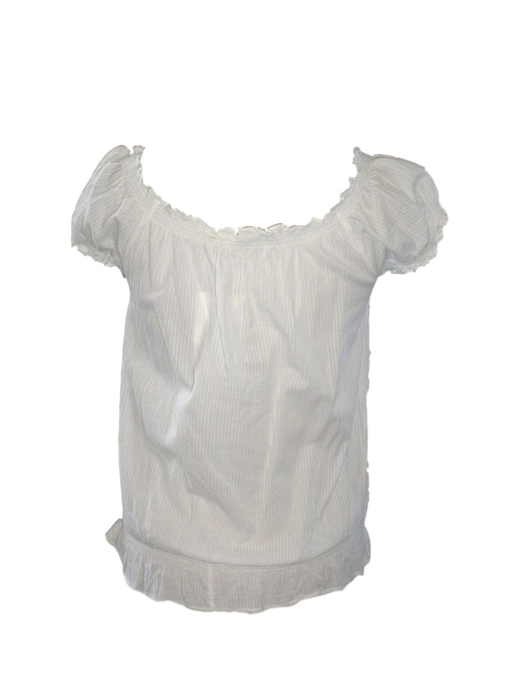 Adini 100% Cotton White Elastic Boho Peasant Blouse