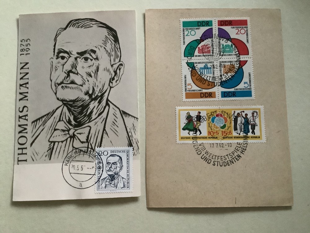 Germany DDR Thomas Mann & Helsinki 2 postal items  Ref A708