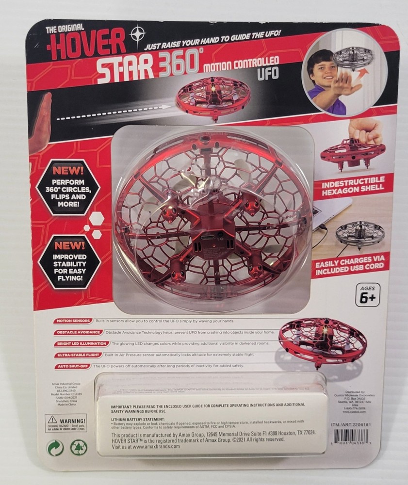 *D) The Original Hover Drone Star 360° Motion Controlled UFO - Red
