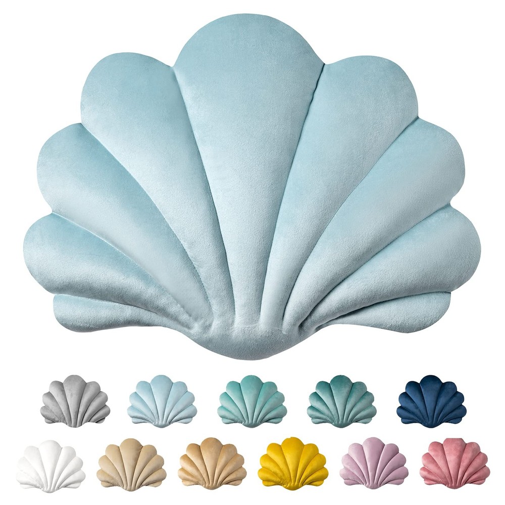 Ashler 3D Throw Pillows Shell Shaped Accent Throw Pillow, Soft Velvet Insert ...