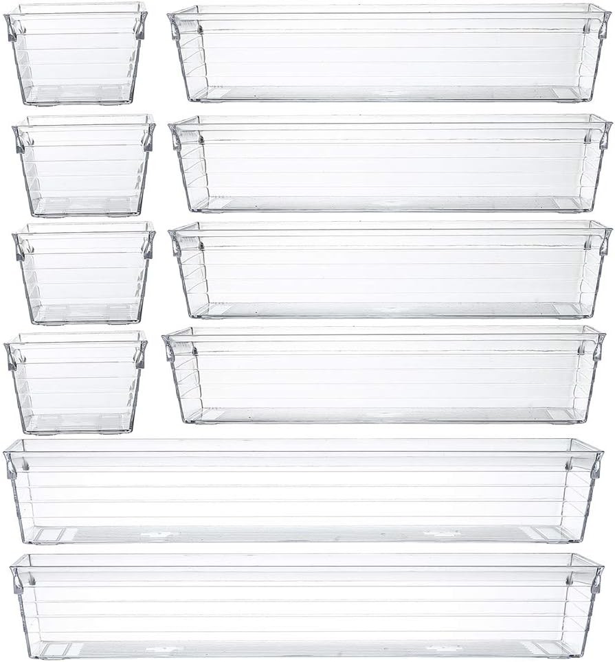 10 Piece Clear Plastic Drawer Organizers