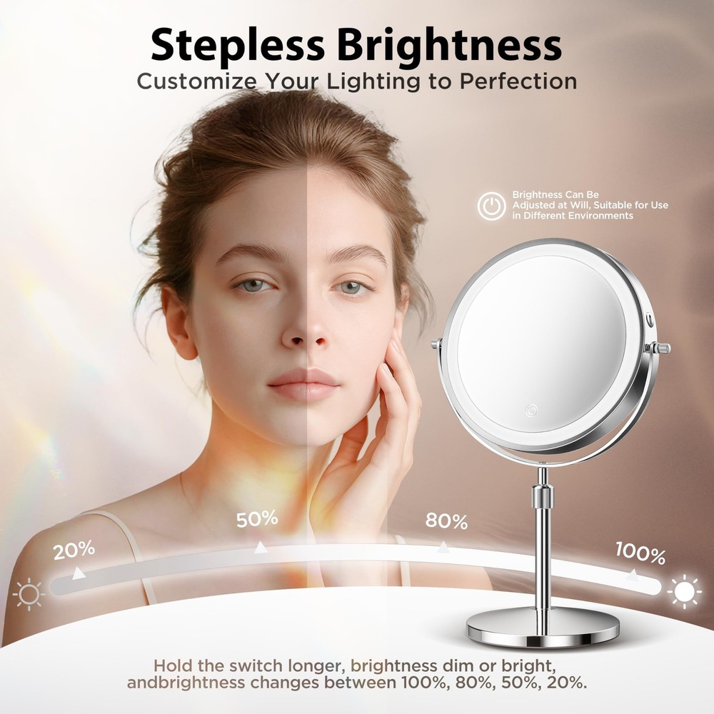 Makeup Mirror, 1X/30X Double Sided Magnifying Mirror/Switch with 3 Colors, 32...