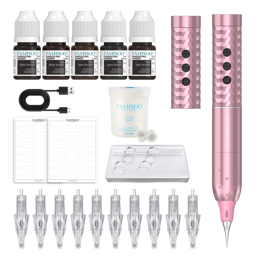 FAMISOO PMU Machine Kit – Complete Permanent Makeup Machine Kit with PMU Pigm...