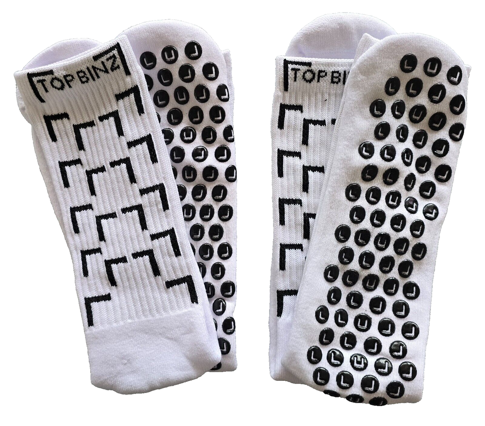 TOP BINZ Black Soccer Grip Socks 2 Pack, 4 Pack