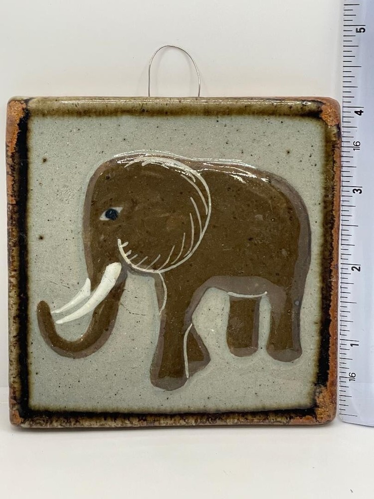 Mammoth Elephant Tile wall hanging Vintage 1980's