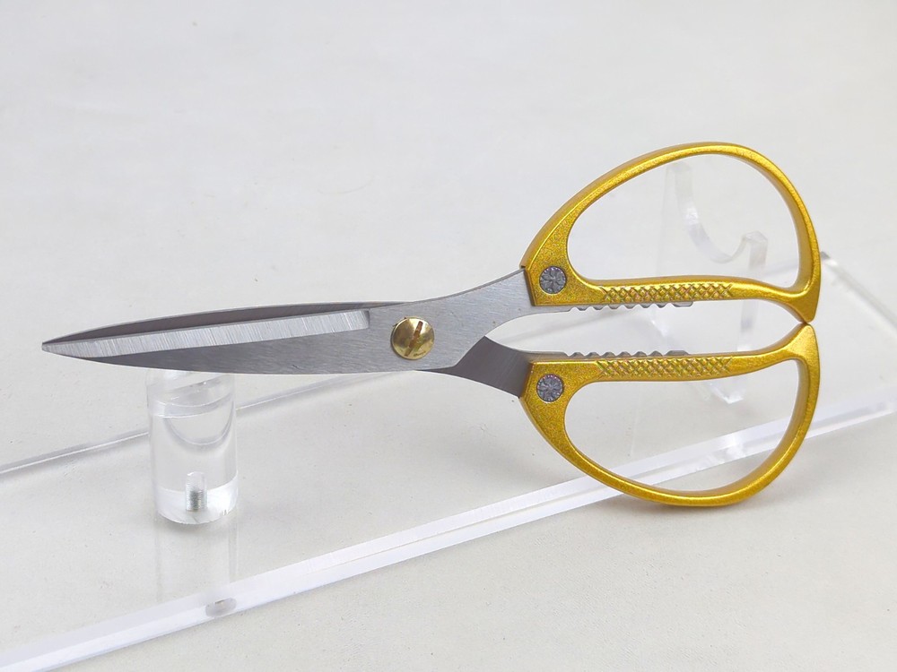 Multi-Function KITCHEN SCISSORS/SHEARS, Slim Profile, Stainless, GOLD Handle