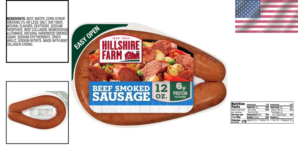 Delicious Beef Smoked Sausage Rope, 12 oz - Quick and Easy Dinner Solution