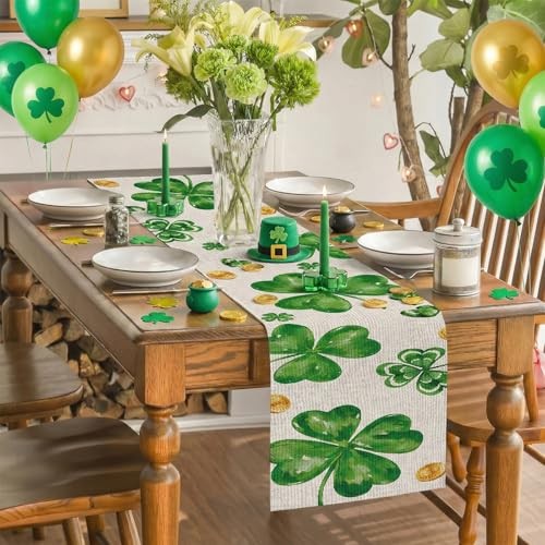 St Patricks Day Decorations, St. Patrick's Day Shamrock Table Runner ,Spring