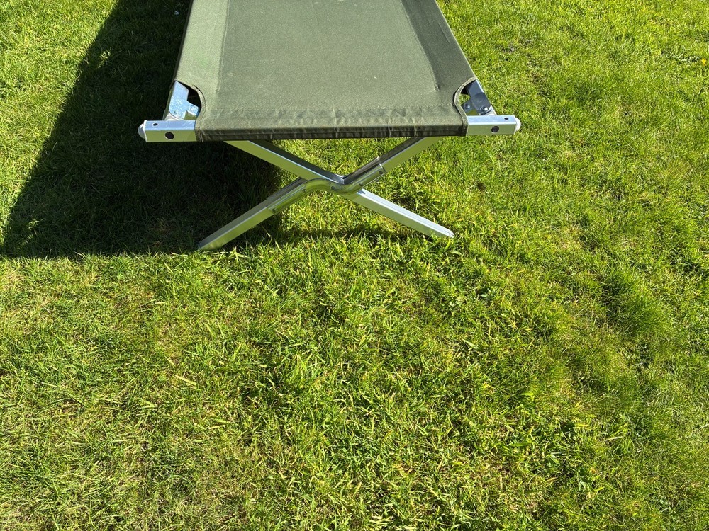 British Army Issue Folding Cotbed complete with Zipped Carry Bag.