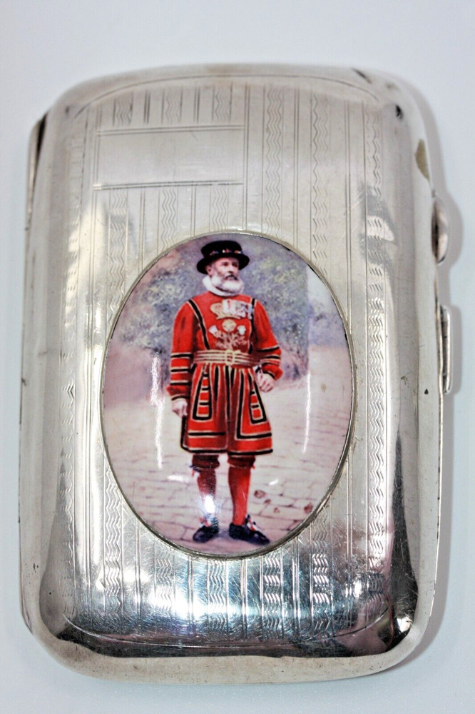 YEOMAN WARDER ANTIQUE SILVER CIGARETTE CASE 1902