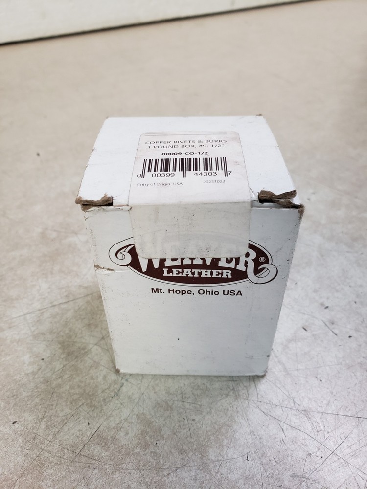 Weaver #9 Solid Copper Rivets with Burrs 1/2" (1 Pound Box)