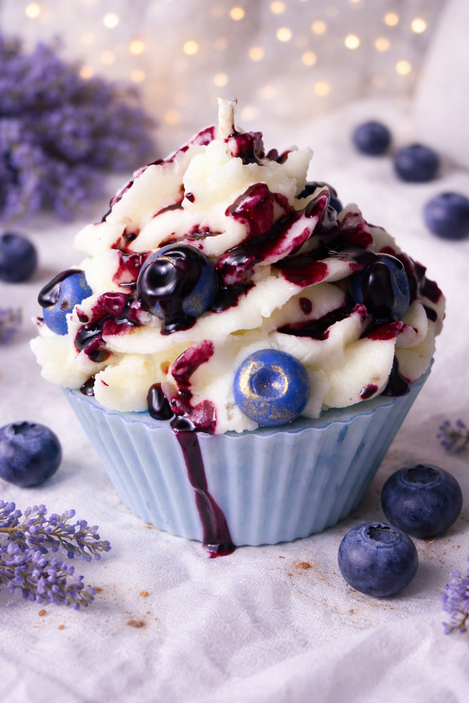 Blueberry Cheesecake Cupcake Candle