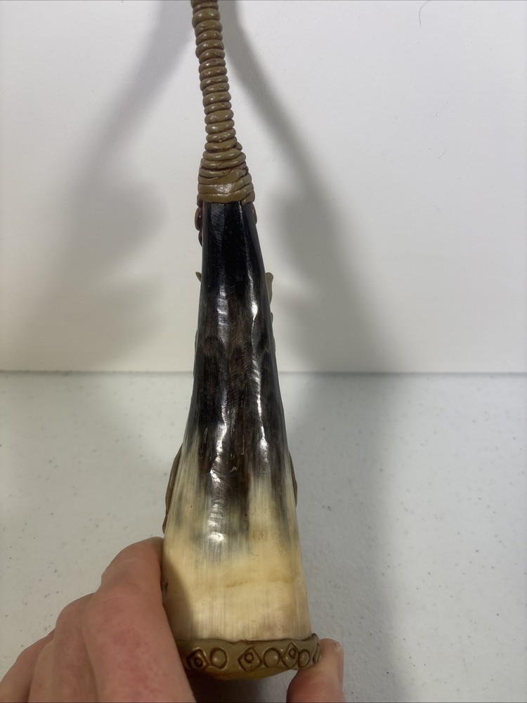 Carved Horn Pipe with Owl