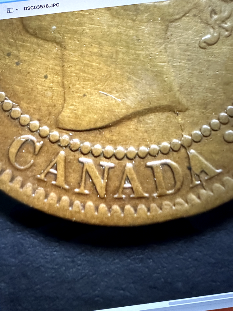 1859 Canada Large Cent - Die Crack