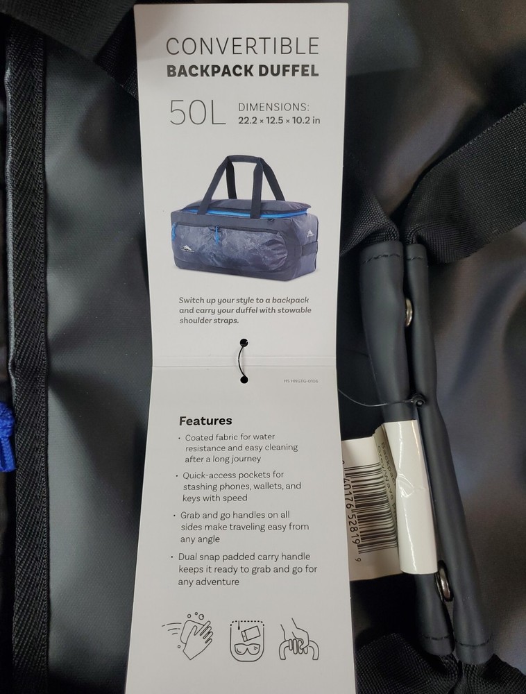 High Sierra Convertible Duffel Backpack - Gray/Blue