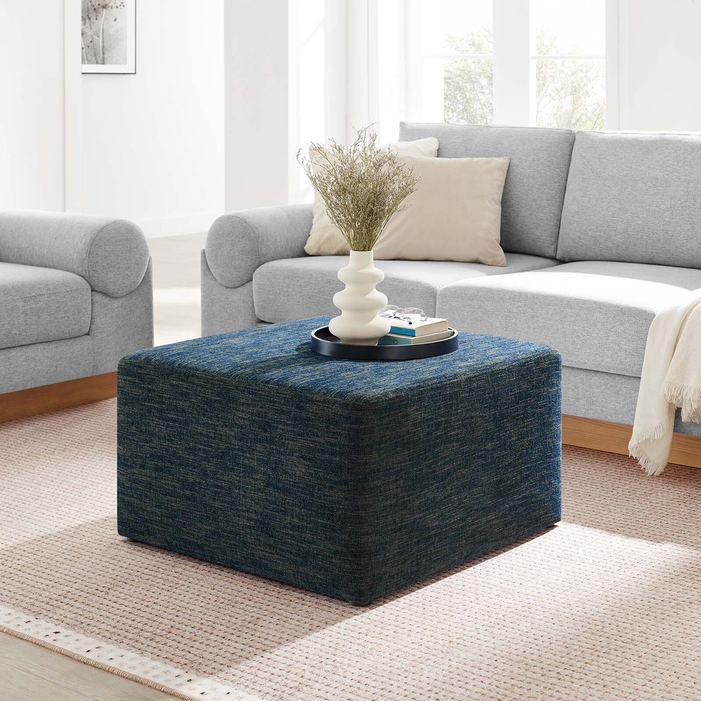 Modway Large 28" Square Woven Heathered Fabric Upholstered Ottoman