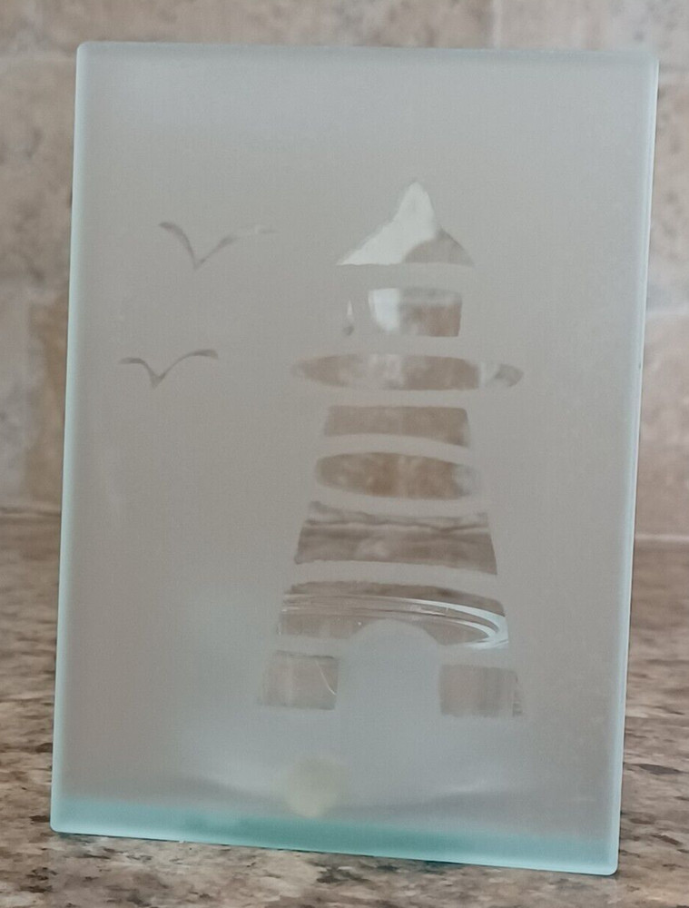 Glass Lighthouse Candle Holder 4.25" Tall