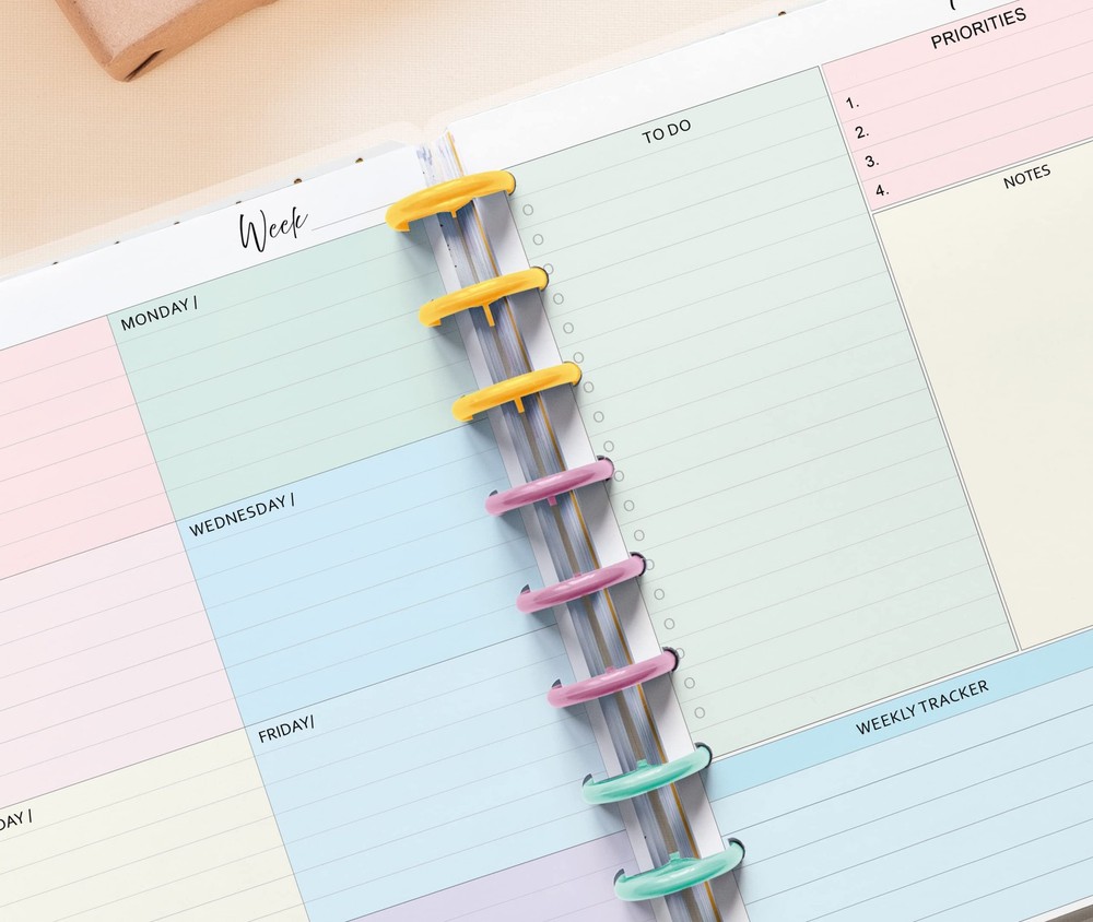 Undated Weekly Planner Inserts - 7-Disc Mini & NOTIQ Mini Capsule (S6) - 4.5x7