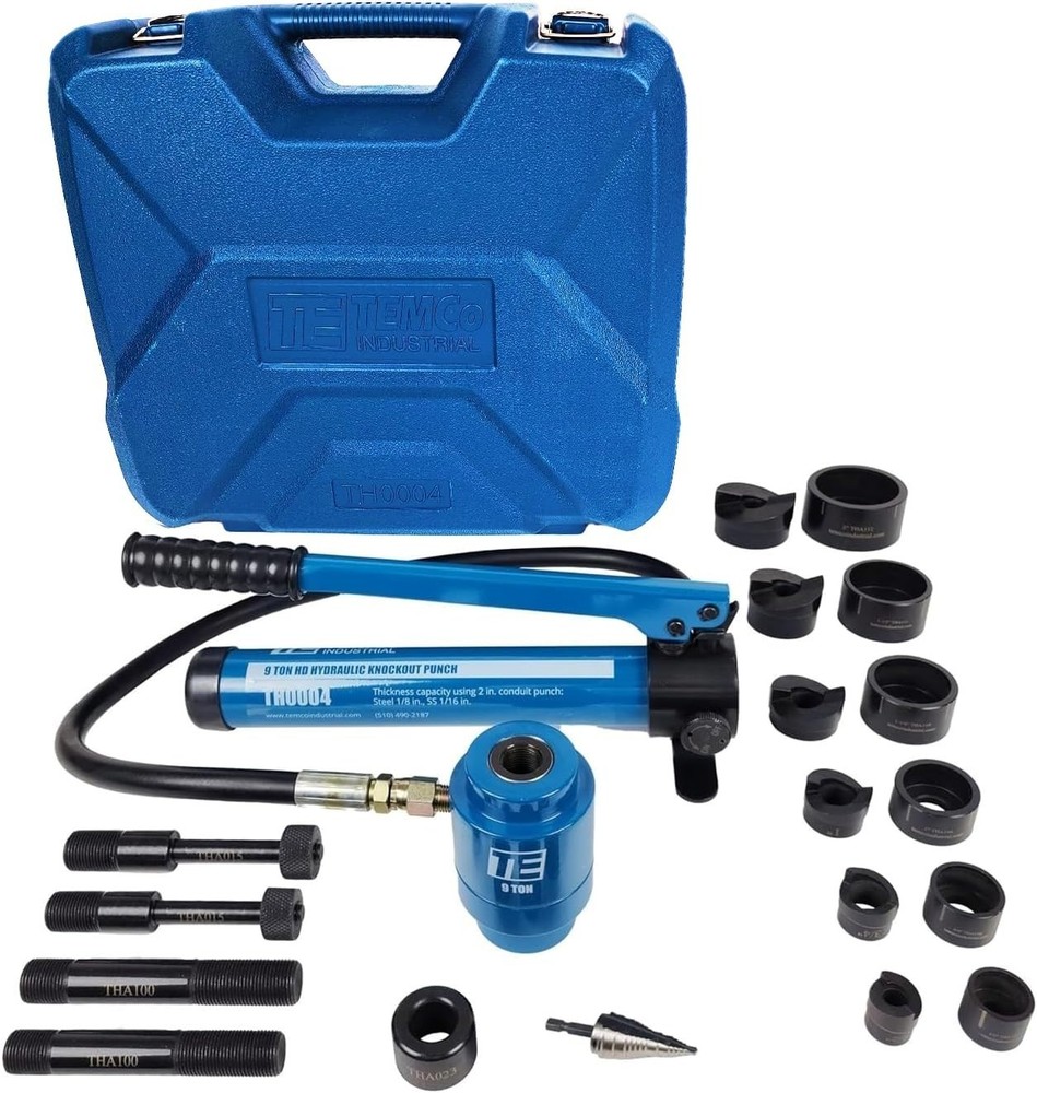 Hydraulic Knockout Punch TH0004 Tool Set – 9 Ton, 6 Die Kit, 5