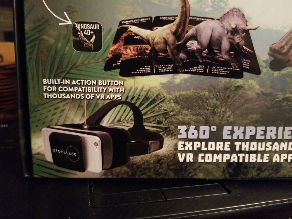 NEW 4D+ Dinosaur Experience Augmented Reality Cards + VR Virtual Reality Headset