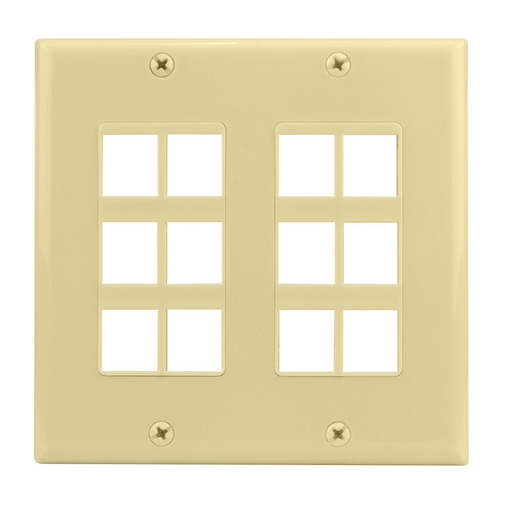 Construct Pro Double-Gang 12-Port Keystone Wall Plate (Ivory)