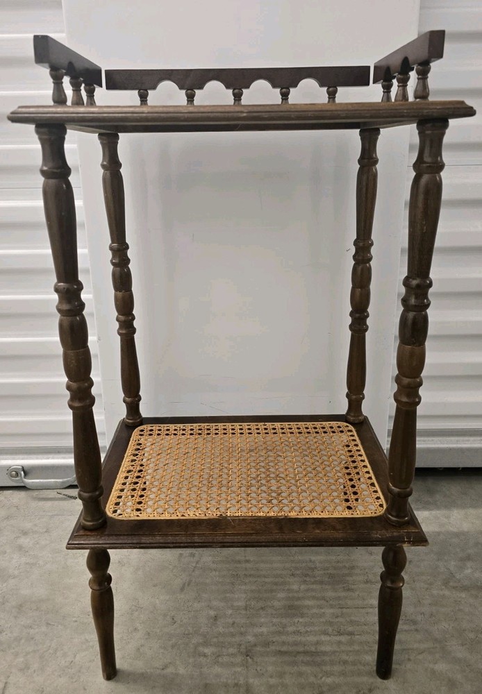 Vintage Cane Telephone Table