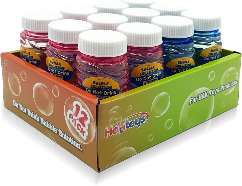 Bubble Gun Refill Solution Bottles (12 Pack of 2Oz Bottles) Compatible with Most