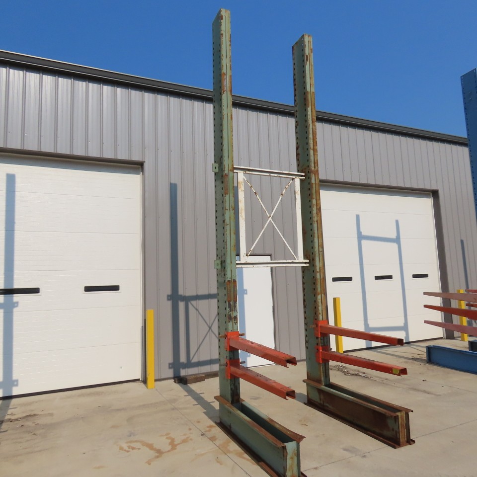 16' Tall Single Sided Cantilever Rack 54" W x 48" Deep 2 Tier