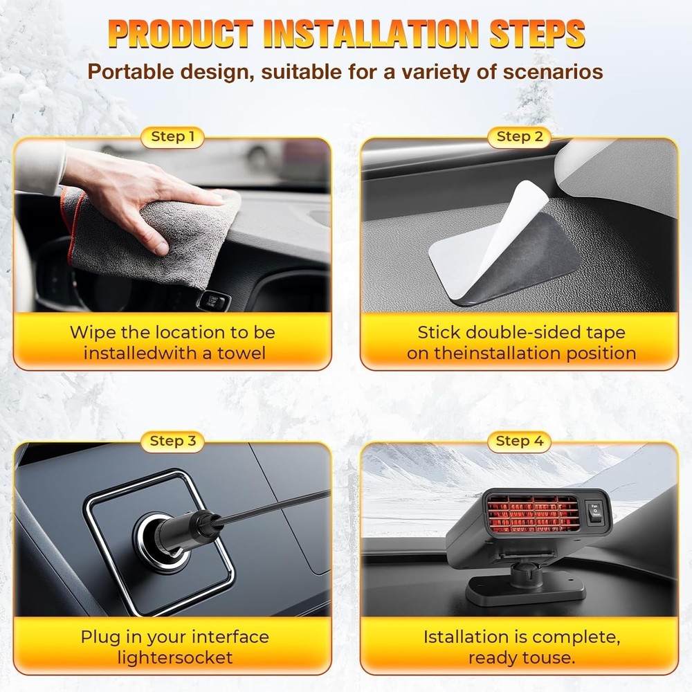 150W Electrically Powered Car Heater - Quick Heating & Overheat Protection