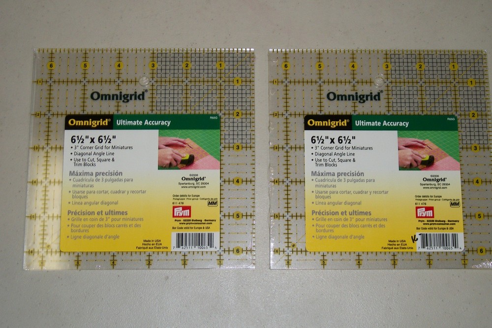 Omnigrid 6 1/2" x 6 1/2" Plastic Grid for Drafting and Cutting 2 pieces
