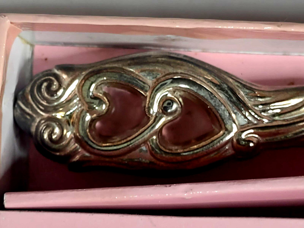 Cake Serving Set Dble Heart Design Everlasting Elegance Silverplate Wedding BOX