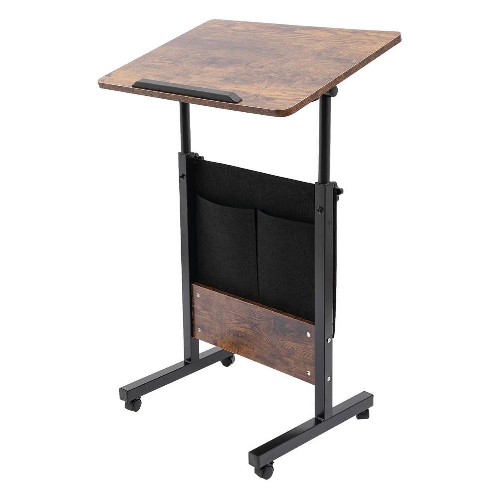 Adjustable Height Rolling Laptop Desk with Storage for Home & Office