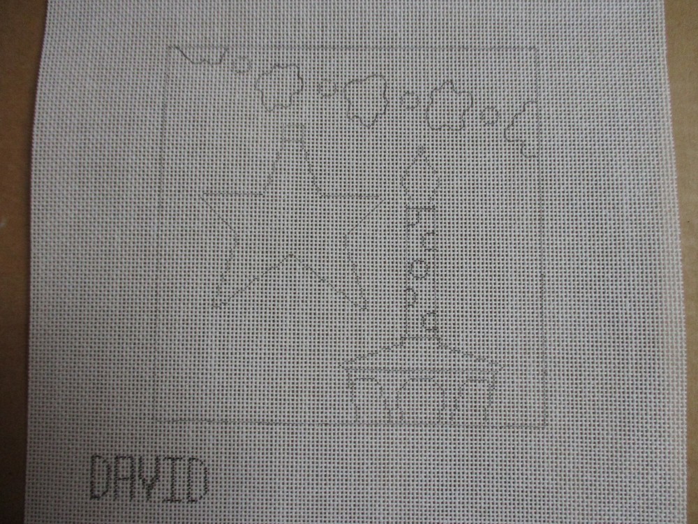 David McCaskill Star & Bubble Light Ornament Hand Drawn Needlepoint Design
