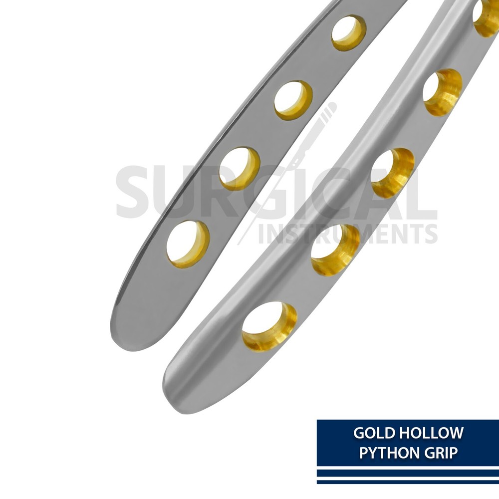 Heavy Duty Extraction Forceps #F3 Gold Hollow Python Grip Handle German Grade
