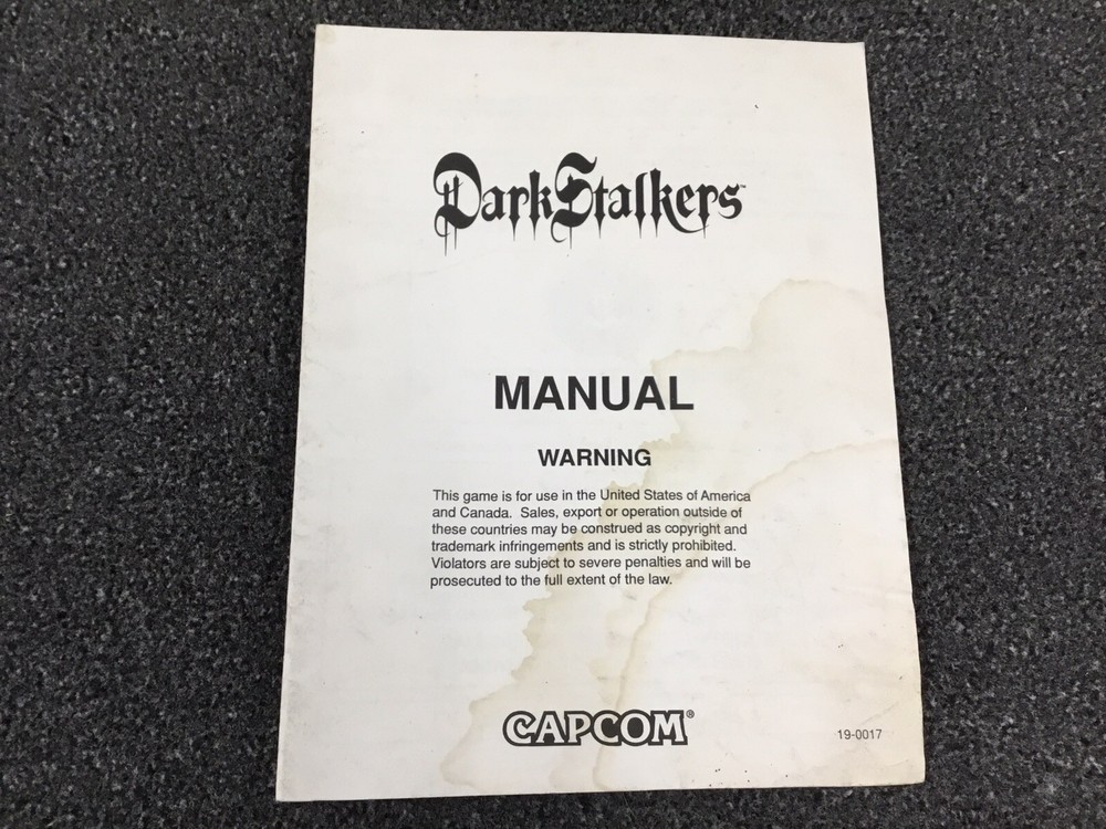 Capcom Dark Stalkers Video Game Manual