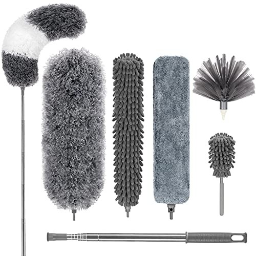 Microfiber Feather Duster,PCS Reusable Bendable Washable Cobweb Duster with 7