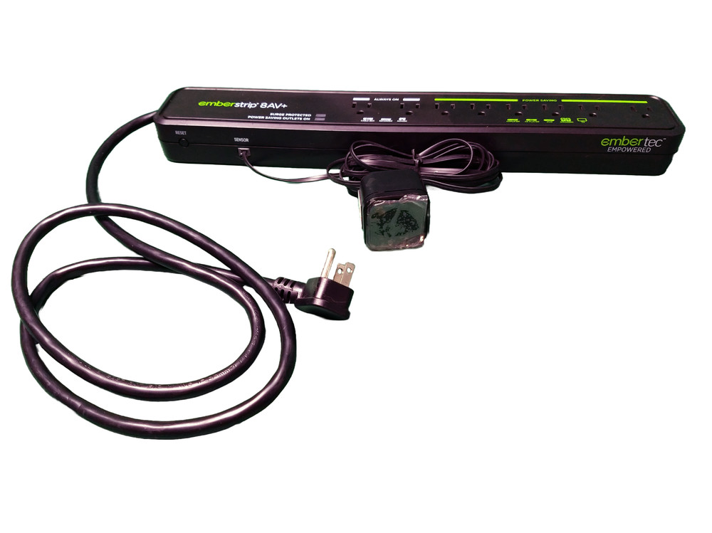 Power Strip Outlet Surge Protector Embertec Emberstrip® 8AV+ w/ Classic Sensor