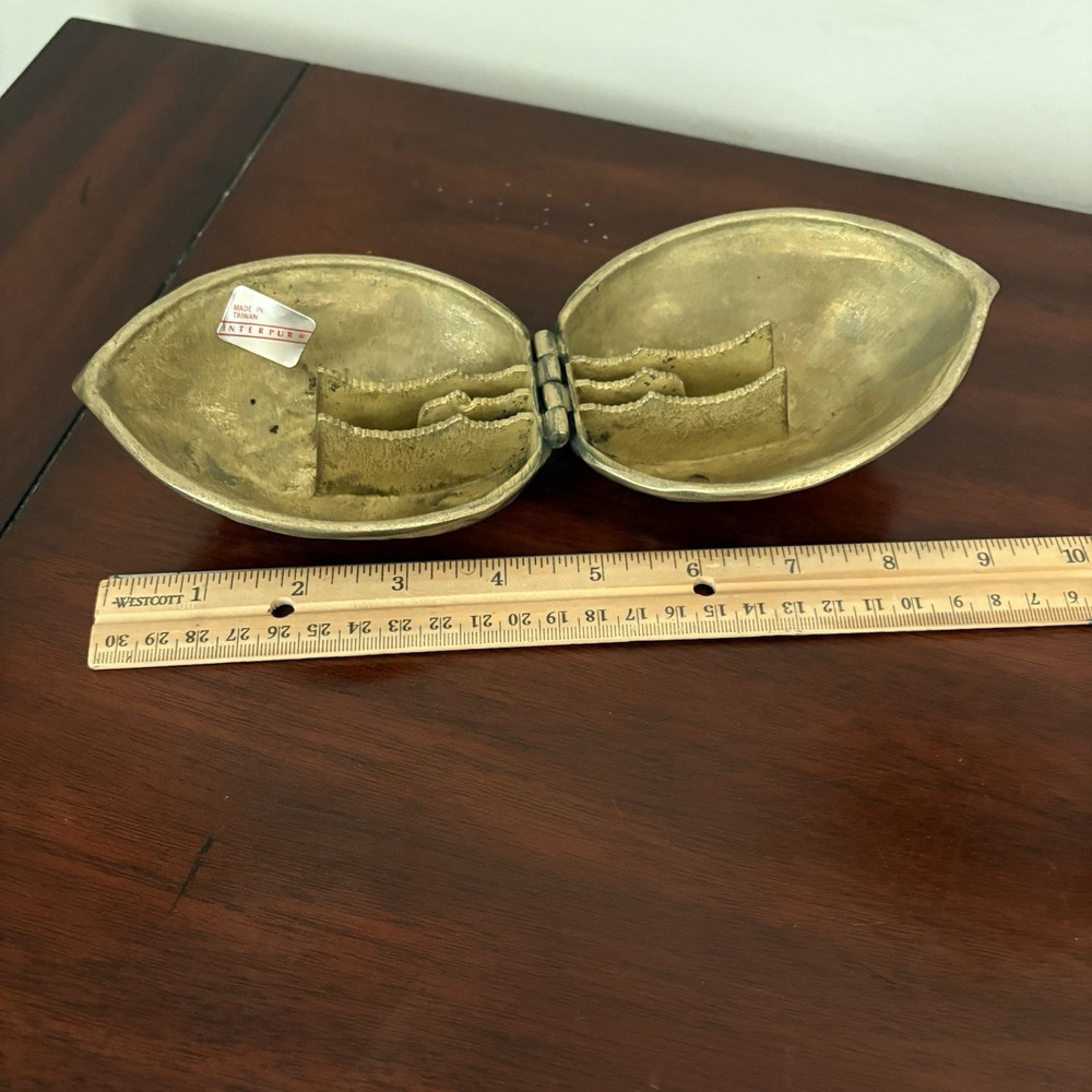 Brass Vintage Walnut Shaped Nutcracker - Interpur - Hinged