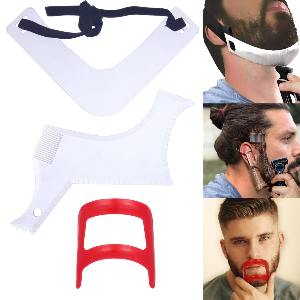 Beard Trimming Guide Tool, 3Pcs Neckline Shaping Goatee Mustache Grooming Fac...