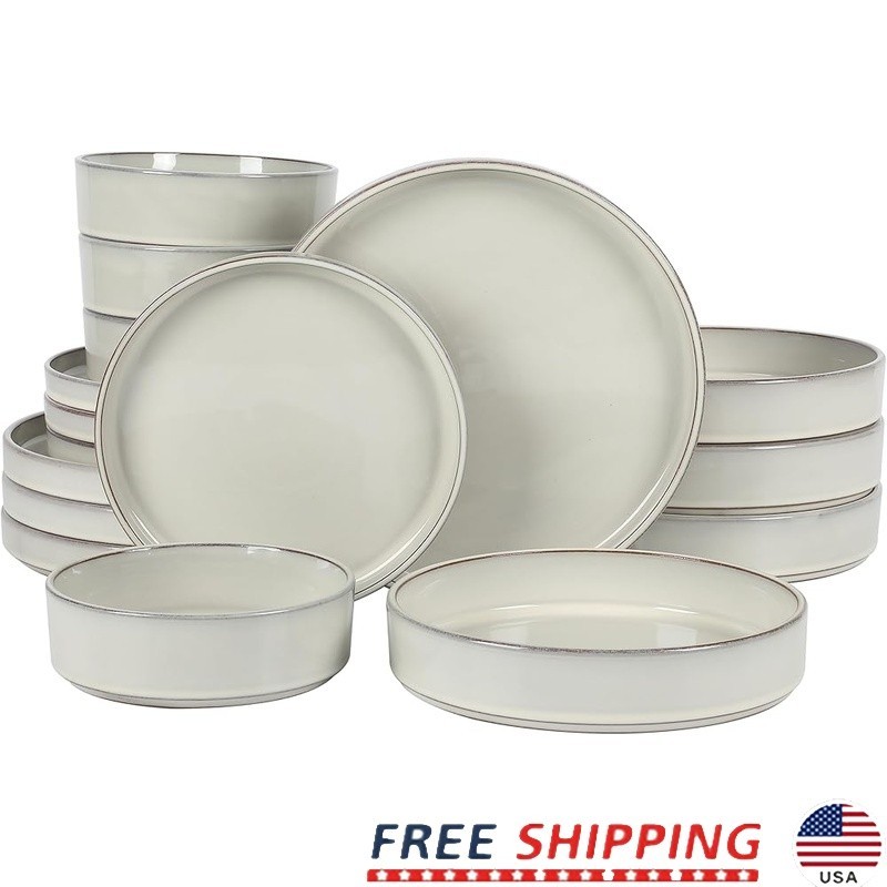 Eco-Friendly Terracotta Dinnerware Set Service 4 Stackable Plates Bowls New