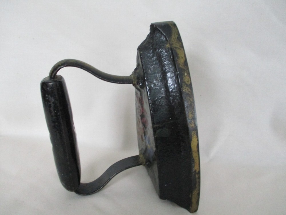 Original Hand Painted Antique Cast Iron Flatiron