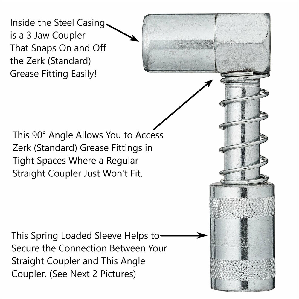Grease Nozzle Adapter Grease Gun- Accessory 90 Degree Grease Coupler US✨
