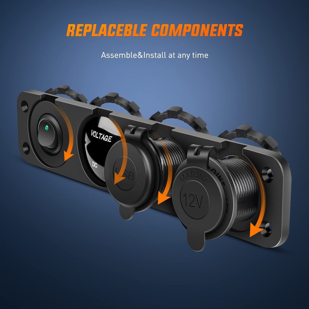 Nilight Charger Socket Panel 4 in 1 ON/Off Dual USB Socket Power Outlet LED